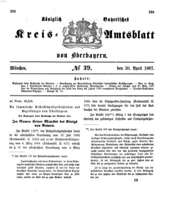 Königlich-bayerisches Kreis-Amtsblatt von Oberbayern (Münchner Intelligenzblatt) Dienstag 30. April 1867