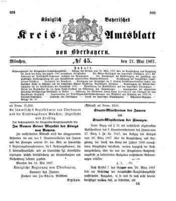 Königlich-bayerisches Kreis-Amtsblatt von Oberbayern (Münchner Intelligenzblatt) Dienstag 21. Mai 1867