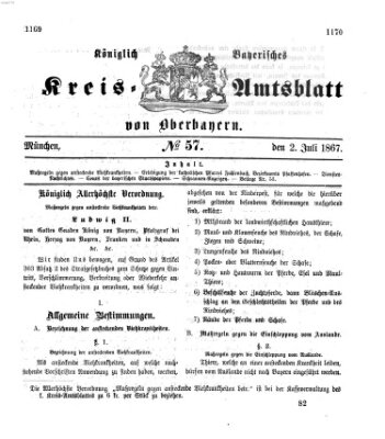 Königlich-bayerisches Kreis-Amtsblatt von Oberbayern (Münchner Intelligenzblatt) Dienstag 2. Juli 1867