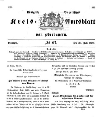 Königlich-bayerisches Kreis-Amtsblatt von Oberbayern (Münchner Intelligenzblatt) Dienstag 30. Juli 1867