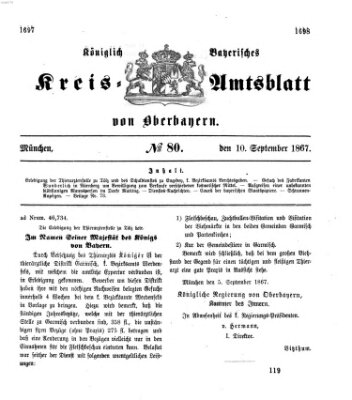 Königlich-bayerisches Kreis-Amtsblatt von Oberbayern (Münchner Intelligenzblatt) Dienstag 10. September 1867