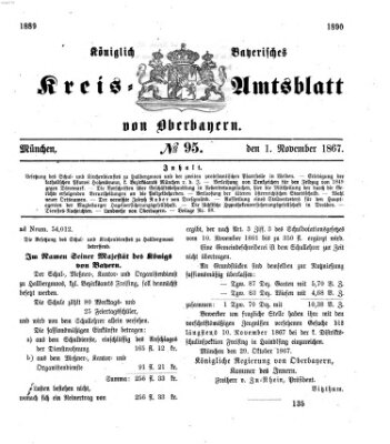 Königlich-bayerisches Kreis-Amtsblatt von Oberbayern (Münchner Intelligenzblatt) Freitag 1. November 1867