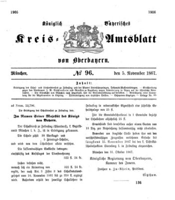 Königlich-bayerisches Kreis-Amtsblatt von Oberbayern (Münchner Intelligenzblatt) Dienstag 5. November 1867