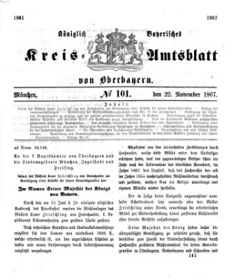 Königlich-bayerisches Kreis-Amtsblatt von Oberbayern (Münchner Intelligenzblatt) Freitag 22. November 1867