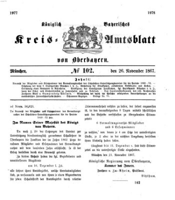 Königlich-bayerisches Kreis-Amtsblatt von Oberbayern (Münchner Intelligenzblatt) Dienstag 26. November 1867