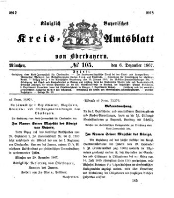 Königlich-bayerisches Kreis-Amtsblatt von Oberbayern (Münchner Intelligenzblatt) Freitag 6. Dezember 1867