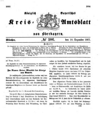 Königlich-bayerisches Kreis-Amtsblatt von Oberbayern (Münchner Intelligenzblatt) Dienstag 10. Dezember 1867