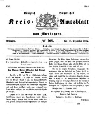 Königlich-bayerisches Kreis-Amtsblatt von Oberbayern (Münchner Intelligenzblatt) Freitag 13. Dezember 1867