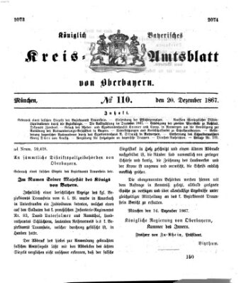 Königlich-bayerisches Kreis-Amtsblatt von Oberbayern (Münchner Intelligenzblatt) Freitag 20. Dezember 1867