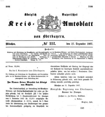 Königlich-bayerisches Kreis-Amtsblatt von Oberbayern (Münchner Intelligenzblatt) Freitag 27. Dezember 1867