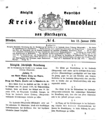 Königlich-bayerisches Kreis-Amtsblatt von Oberbayern (Münchner Intelligenzblatt) Dienstag 12. Januar 1869