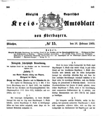 Königlich-bayerisches Kreis-Amtsblatt von Oberbayern (Münchner Intelligenzblatt) Dienstag 16. Februar 1869