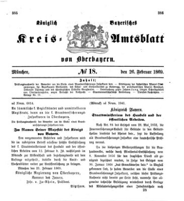 Königlich-bayerisches Kreis-Amtsblatt von Oberbayern (Münchner Intelligenzblatt) Freitag 26. Februar 1869