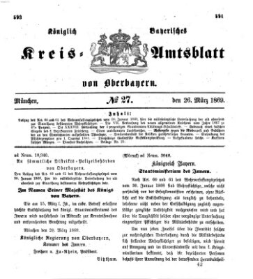 Königlich-bayerisches Kreis-Amtsblatt von Oberbayern (Münchner Intelligenzblatt) Freitag 26. März 1869