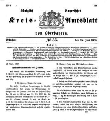 Königlich-bayerisches Kreis-Amtsblatt von Oberbayern (Münchner Intelligenzblatt) Freitag 25. Juni 1869