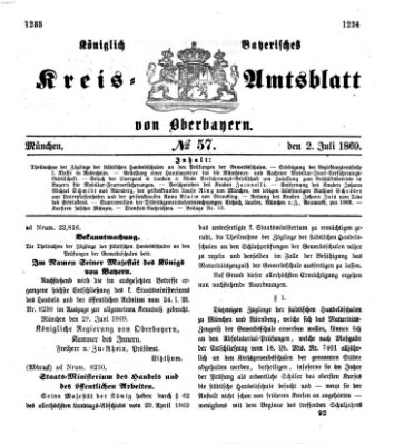 Königlich-bayerisches Kreis-Amtsblatt von Oberbayern (Münchner Intelligenzblatt) Freitag 2. Juli 1869