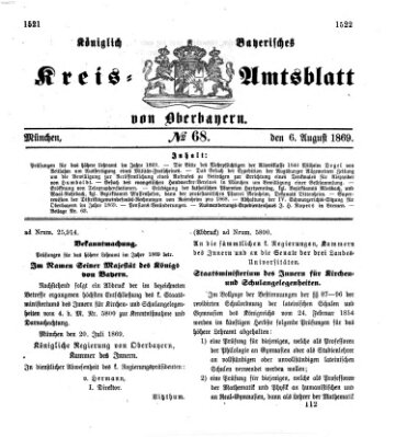 Königlich-bayerisches Kreis-Amtsblatt von Oberbayern (Münchner Intelligenzblatt) Freitag 6. August 1869