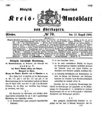 Königlich-bayerisches Kreis-Amtsblatt von Oberbayern (Münchner Intelligenzblatt) Freitag 13. August 1869