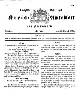 Königlich-bayerisches Kreis-Amtsblatt von Oberbayern (Münchner Intelligenzblatt) Dienstag 31. August 1869