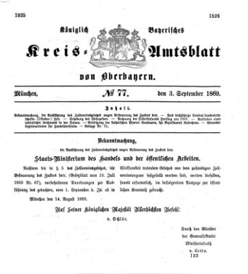 Königlich-bayerisches Kreis-Amtsblatt von Oberbayern (Münchner Intelligenzblatt) Freitag 3. September 1869