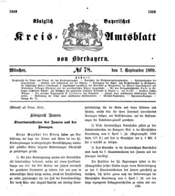 Königlich-bayerisches Kreis-Amtsblatt von Oberbayern (Münchner Intelligenzblatt) Dienstag 7. September 1869