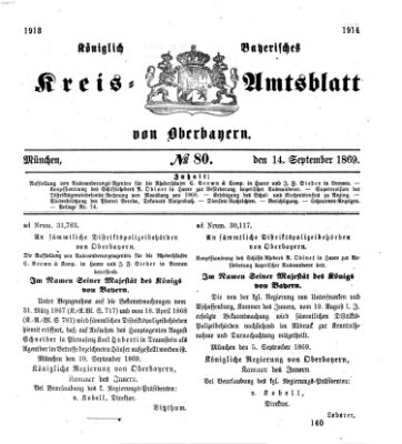 Königlich-bayerisches Kreis-Amtsblatt von Oberbayern (Münchner Intelligenzblatt) Dienstag 14. September 1869