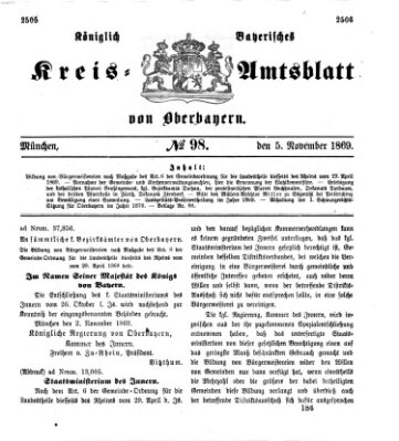 Königlich-bayerisches Kreis-Amtsblatt von Oberbayern (Münchner Intelligenzblatt) Freitag 5. November 1869