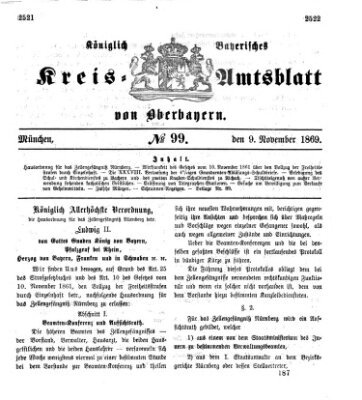 Königlich-bayerisches Kreis-Amtsblatt von Oberbayern (Münchner Intelligenzblatt) Dienstag 9. November 1869