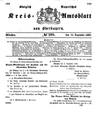 Königlich-bayerisches Kreis-Amtsblatt von Oberbayern (Münchner Intelligenzblatt) Freitag 10. Dezember 1869