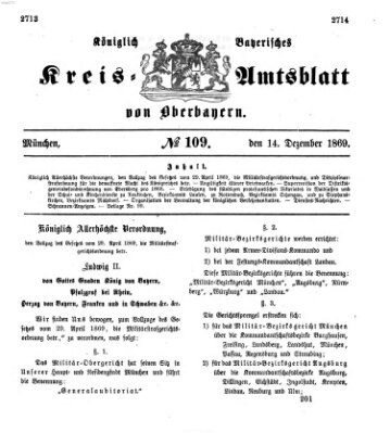 Königlich-bayerisches Kreis-Amtsblatt von Oberbayern (Münchner Intelligenzblatt) Dienstag 14. Dezember 1869