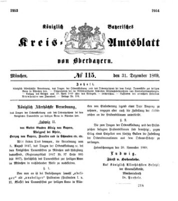 Königlich-bayerisches Kreis-Amtsblatt von Oberbayern (Münchner Intelligenzblatt) Freitag 31. Dezember 1869