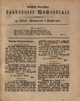 Landshuter Wochenblatt Sonntag 3. August 1823