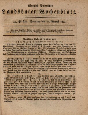 Landshuter Wochenblatt Sonntag 17. August 1823