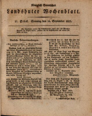 Landshuter Wochenblatt Sonntag 14. September 1823