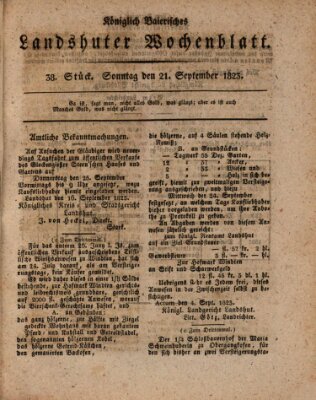 Landshuter Wochenblatt Sonntag 21. September 1823