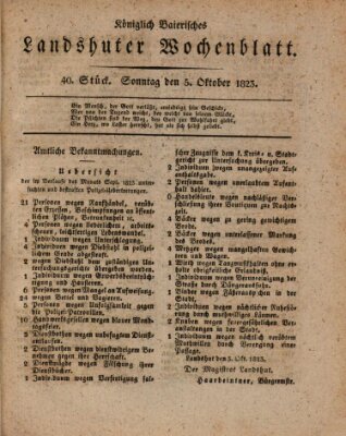 Landshuter Wochenblatt Sonntag 5. Oktober 1823