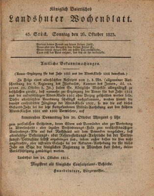 Landshuter Wochenblatt Sonntag 26. Oktober 1823