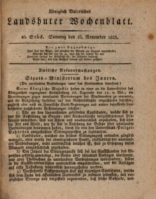 Landshuter Wochenblatt Sonntag 16. November 1823