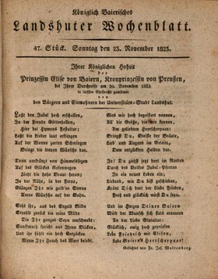 Landshuter Wochenblatt Sonntag 23. November 1823