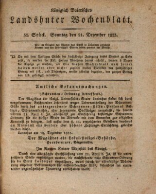 Landshuter Wochenblatt Sonntag 21. Dezember 1823