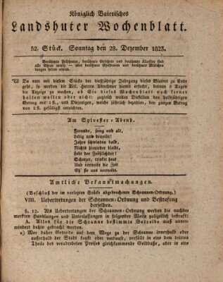 Landshuter Wochenblatt Sonntag 28. Dezember 1823