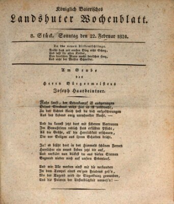 Landshuter Wochenblatt Sonntag 22. Februar 1824