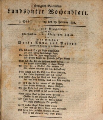 Landshuter Wochenblatt Sonntag 29. Februar 1824