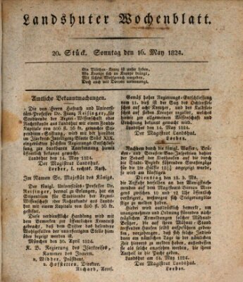 Landshuter Wochenblatt Sonntag 16. Mai 1824