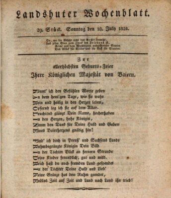 Landshuter Wochenblatt Sonntag 18. Juli 1824