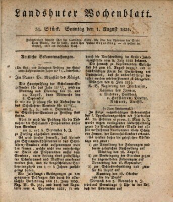 Landshuter Wochenblatt Sonntag 1. August 1824