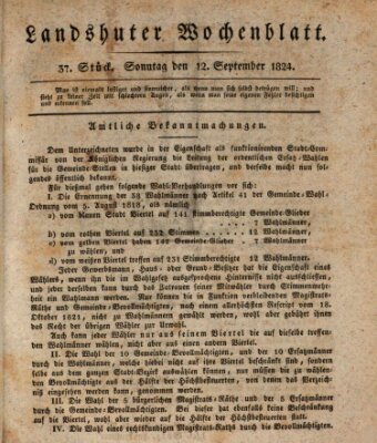 Landshuter Wochenblatt Sonntag 12. September 1824