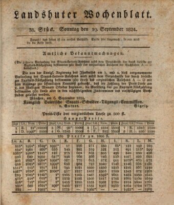 Landshuter Wochenblatt Sonntag 19. September 1824