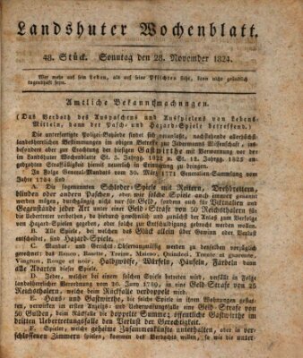 Landshuter Wochenblatt Sonntag 28. November 1824