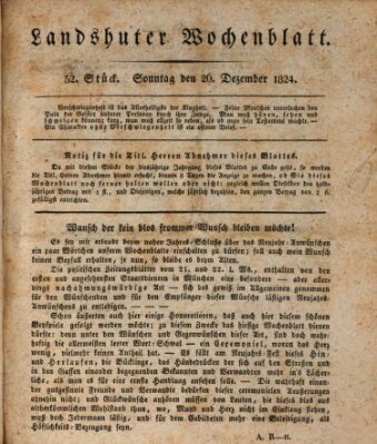 Landshuter Wochenblatt Sonntag 26. Dezember 1824